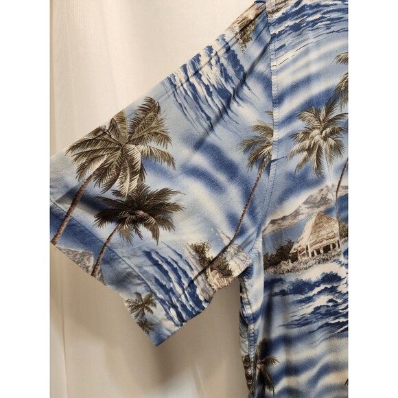 CROFT & BARROW MENS XL BLUE PALM TREE SHIRT VTG VACATION TROPICAL BEACH PARADISE - Picture 3 of 15